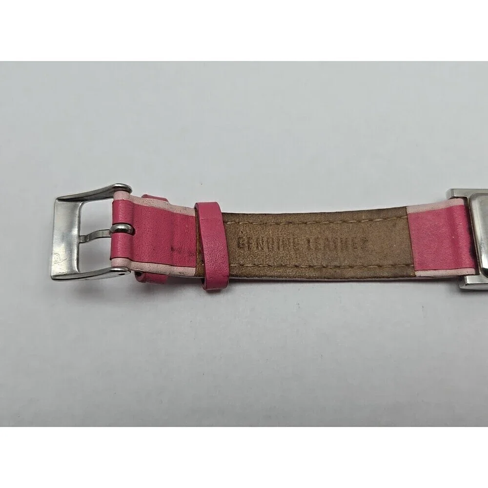 Skagen 528SSLP Women Square Watch Pearl Pink Leather Stainless Steel New Battery